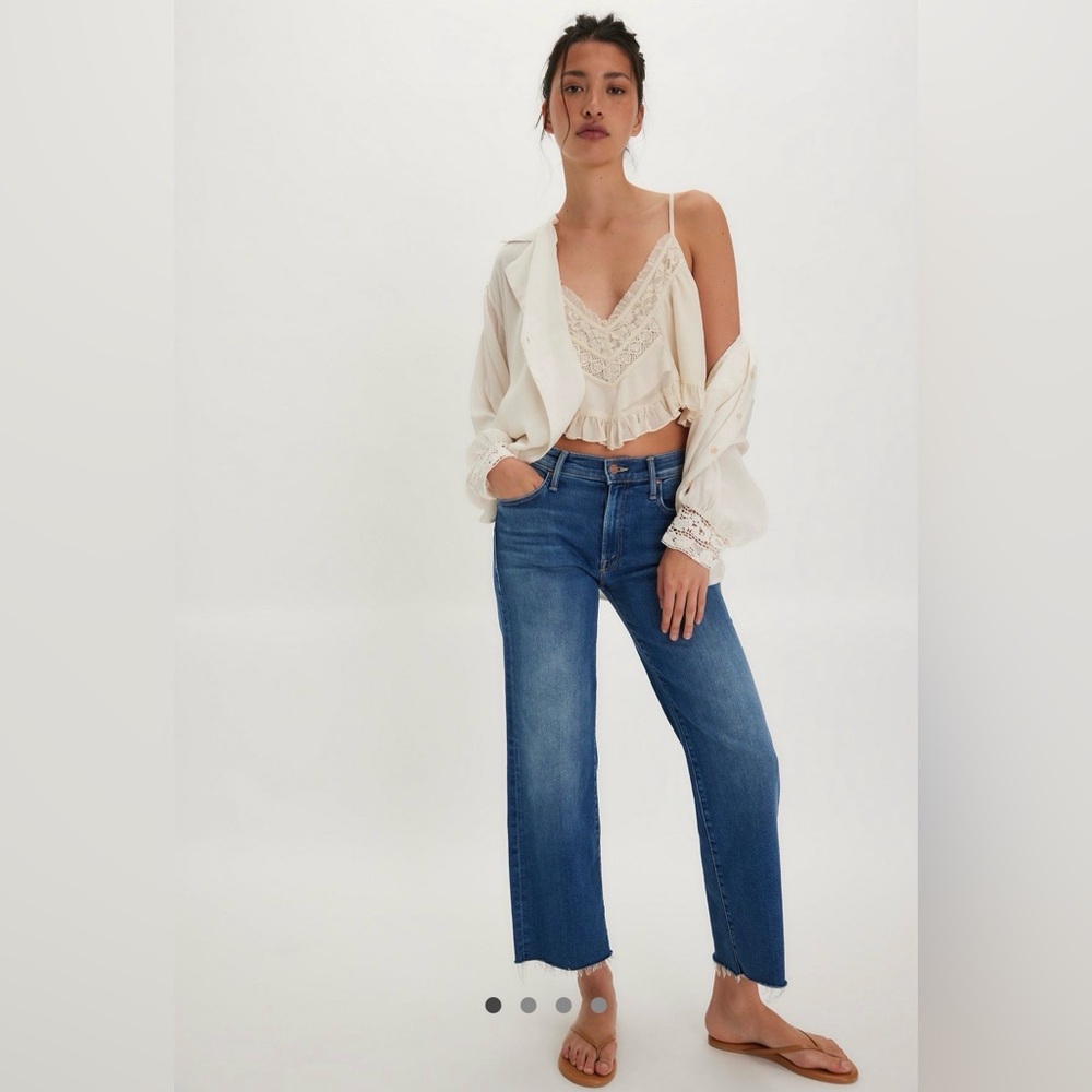 MOTHER The Mid Rise Rambler Ankle Fray Jeans | Size 27